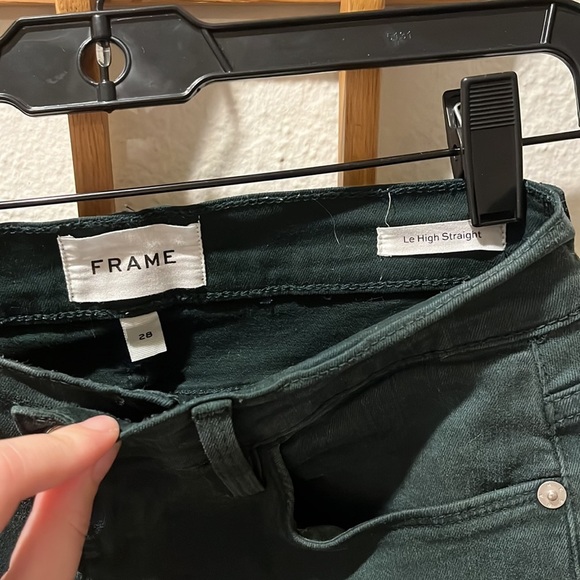 Frame Le High Waist Coated Step Hem Ankle Straight Leg Jeans, Pine - 28 - Picture 9 of 12